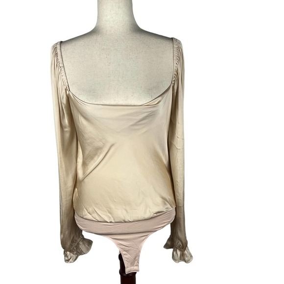 PAIGE ANDREYA SATIN LONG SLEEVE‎ THONG BODYSUIT NWT WOMEN'S SIZE MEDIUM - Picture 1 of 16